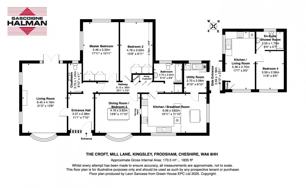 Floorplan for Bungalow annexe and five acres in Mill Lane Kingsley