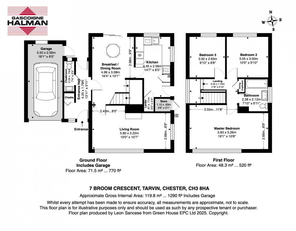Floorplan for No chain house with potential in Broom Crescent, Tarvin