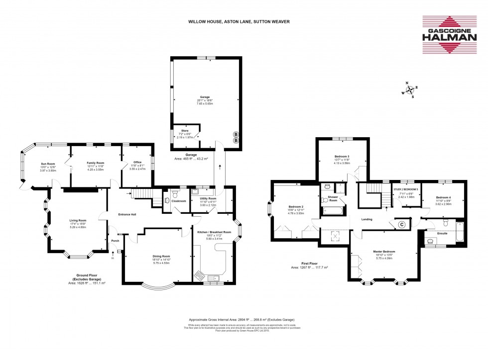 Floorplan for Just under 2900 square feet and circa half an acre in Aston Lane