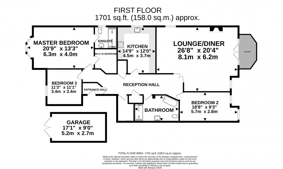 Floorplan for Hazelmere, The Springs, Bowdon- First Floor Apartment with Garage
