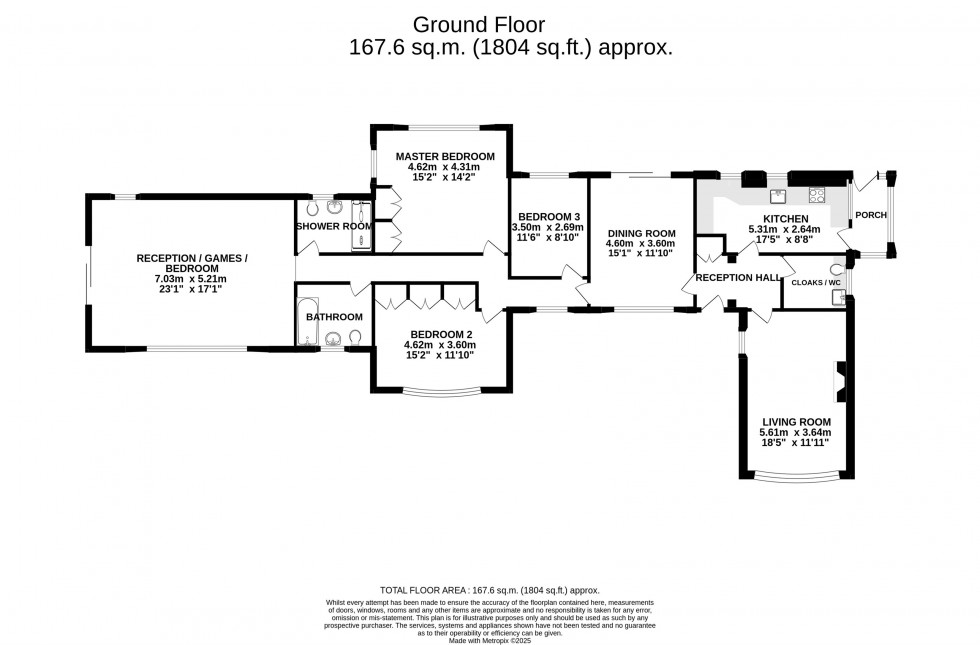 Floorplan for Detached bungalow with double garage and 0.88 acre plot on Chapel Lane