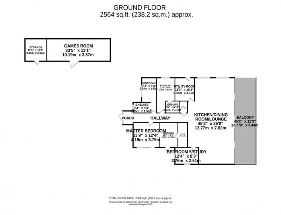 Floorplan for Barnswood Bungalow, Rushton Spencer
