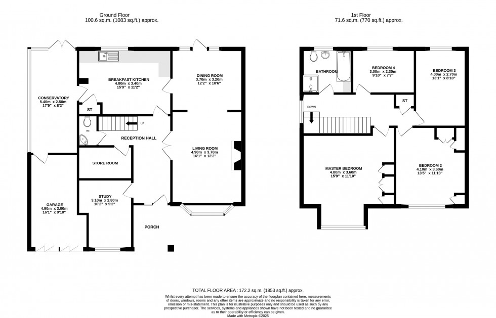 Floorplan for Cherry Trees 18 Moors Lane, Darnhall