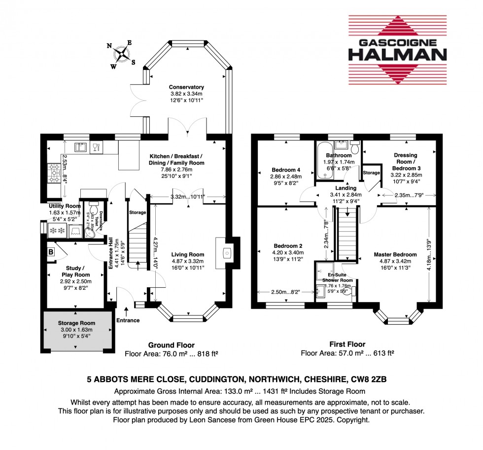 Floorplan for Superb presentation and lovely garden in Abbots Mere Close, Cuddington