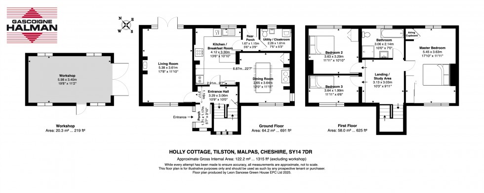 Floorplan for Holly Cottage, Tilston a beautiful refurbished house with stunning garden