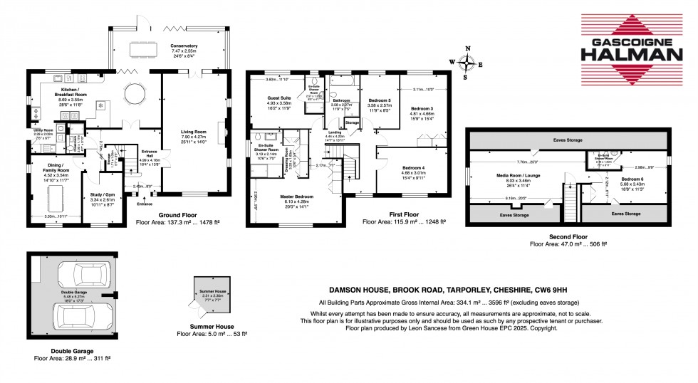 Floorplan for DAMSON HOUSE - 3232 square feet in Tarporley village