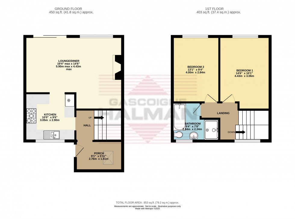 Floorplan for Bonsall Close, Glossop