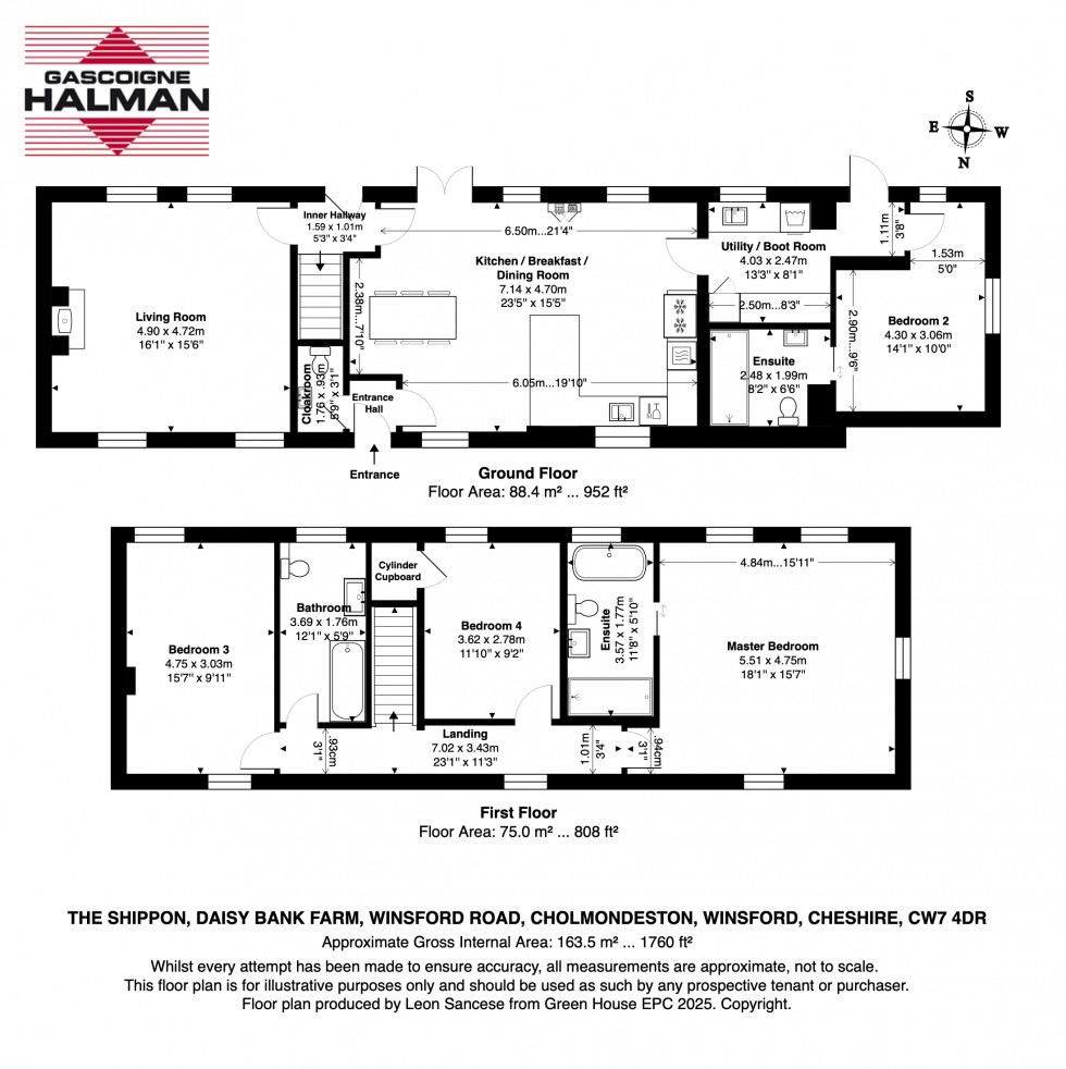 Floorplan for Daisy Bank Farm, Top Farm Lane, Winsford Road, Cholmondeston