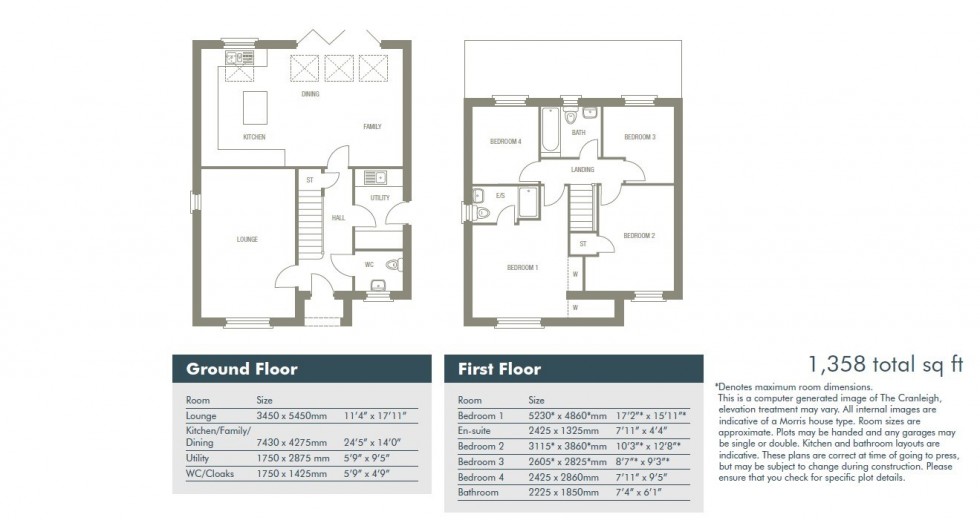 Floorplan for The Cranleigh, Plot 12 Waters Edge, Preston On The Hill