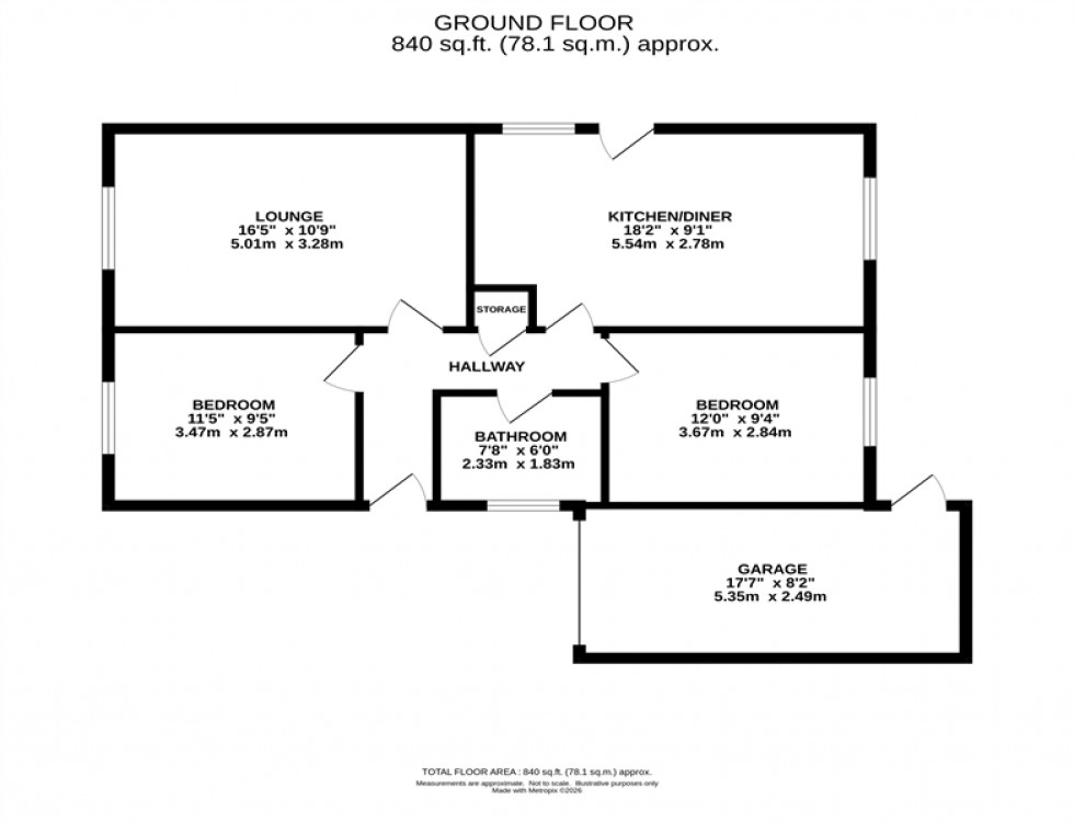 Floorplan for Fowey Close, Macclesfield