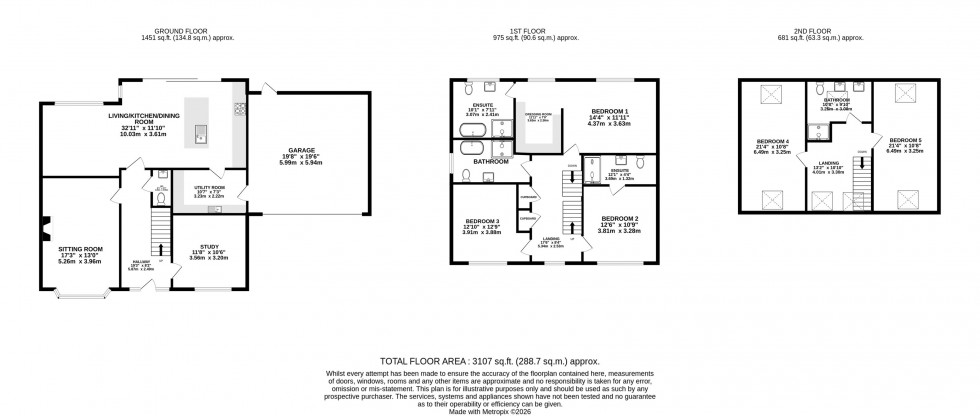 Floorplan for Tempsford Way, Wilmslow