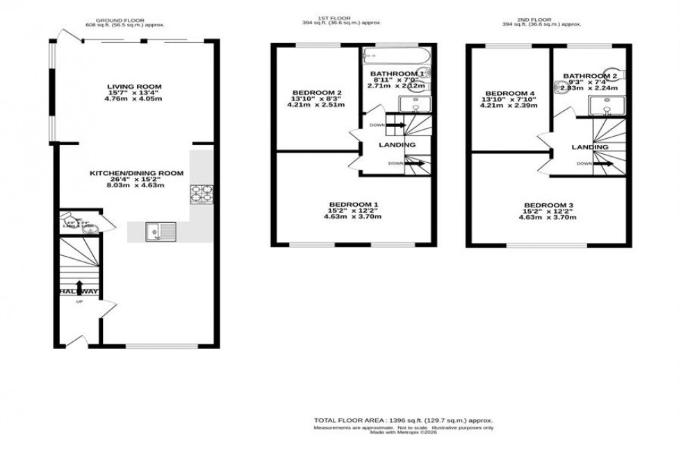 Floorplan for St. Philips Close, Cheadle