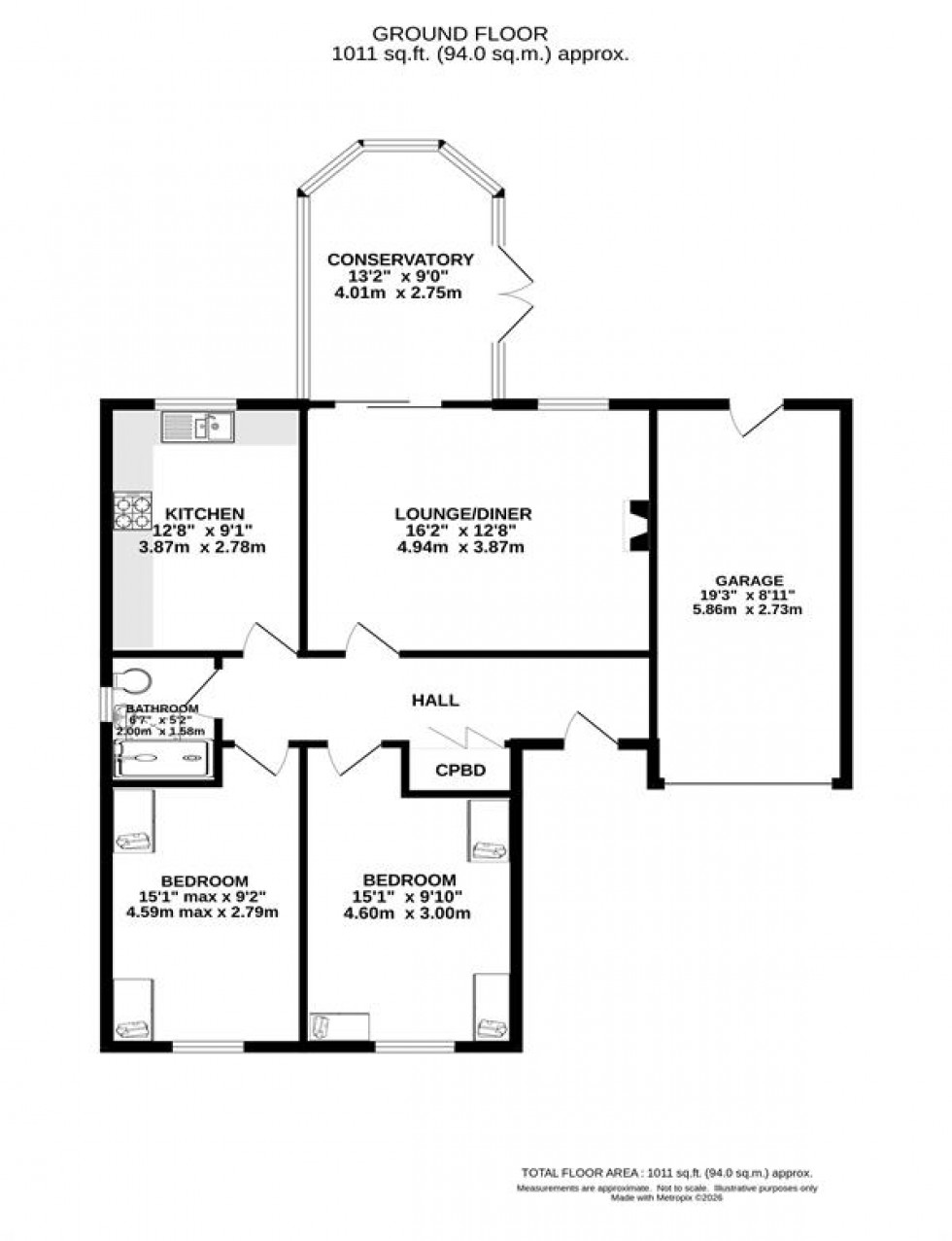 Floorplan for Beaumont Drive, Dove Holes, Buxton