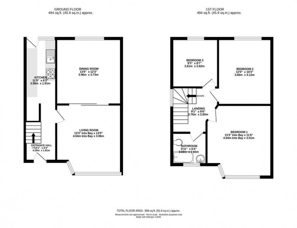 Floorplan for Barnsfold Avenue, Fallowfield