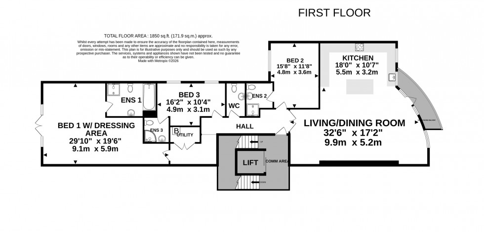 Floorplan for Apt 1 Cornhill, Park Road, Bowdon - Direct garden access & Lift