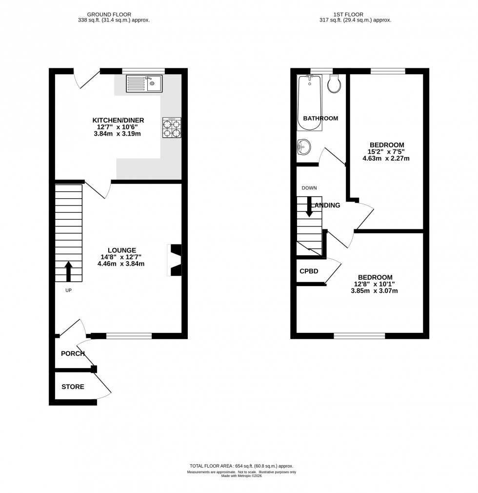 Floorplan for Belgrade Avenue, Chinley, High Peak
