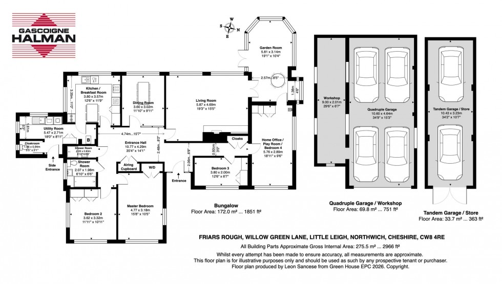 Floorplan for Willow Green Lane, Little Leigh, CW8
