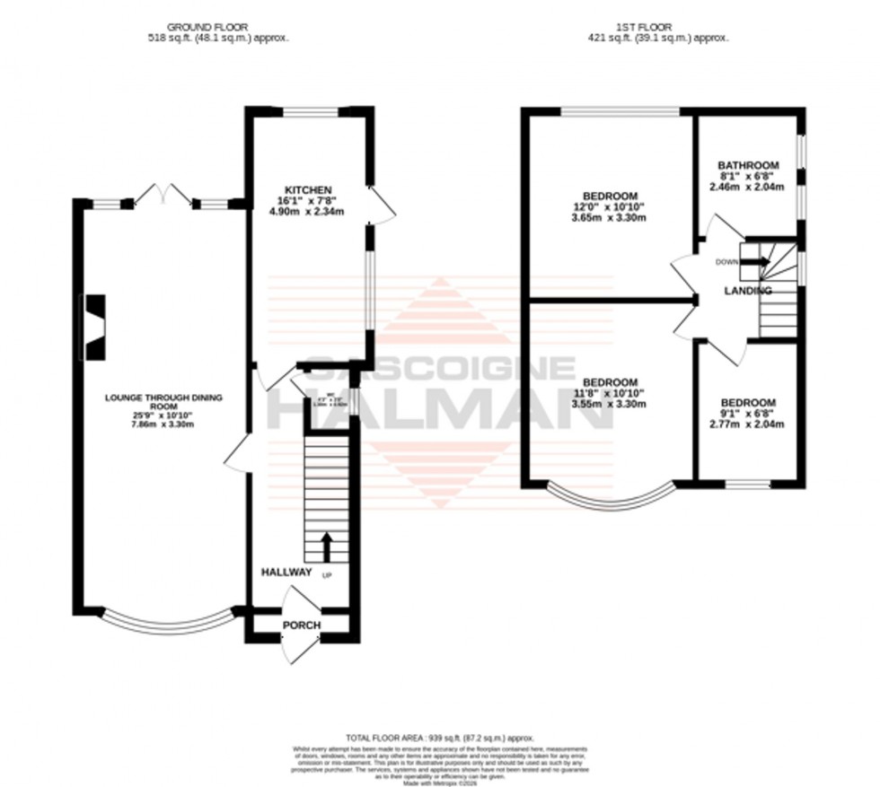 Floorplan for Wentworth Drive, Sale, M33