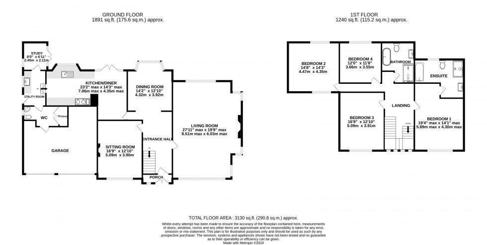Floorplan for Hough House, Hough Lane, Wilmslow