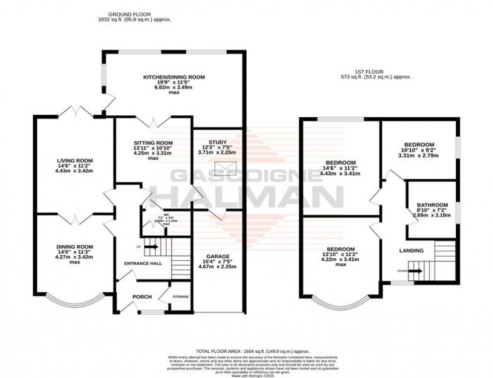 Floorplan for Woodhouse Lane, Sale