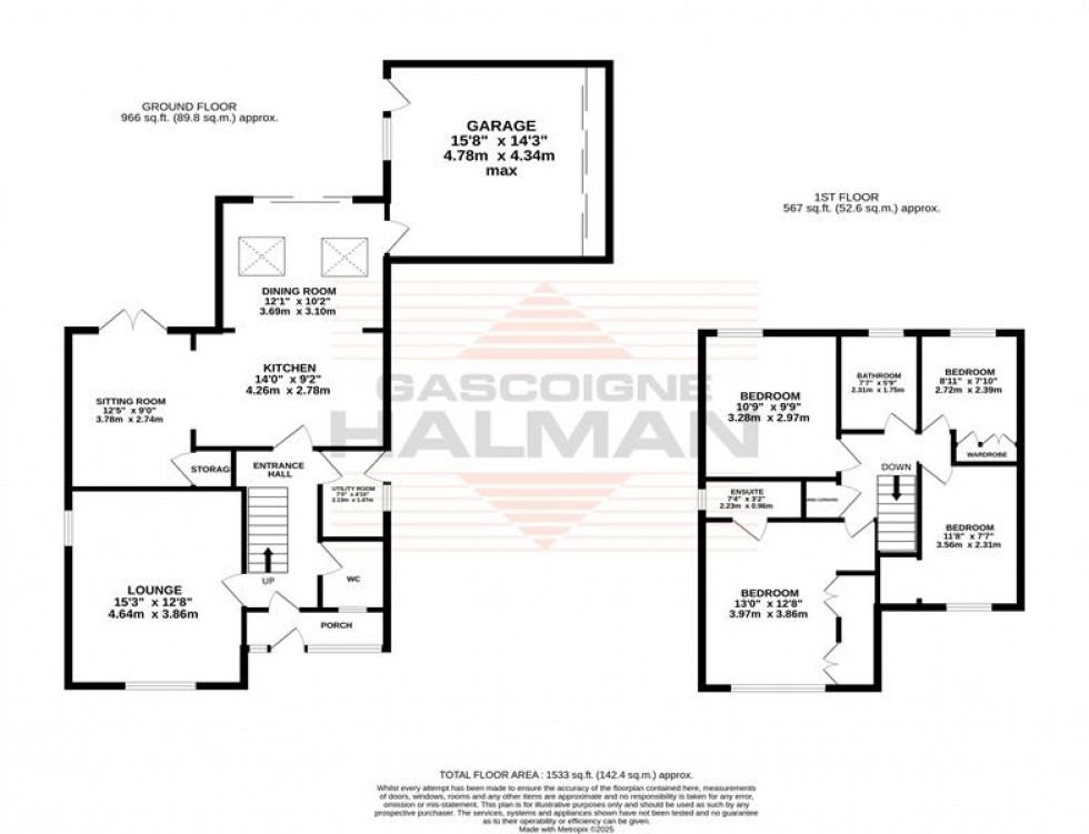 Floorplan for Radley Close, Sale