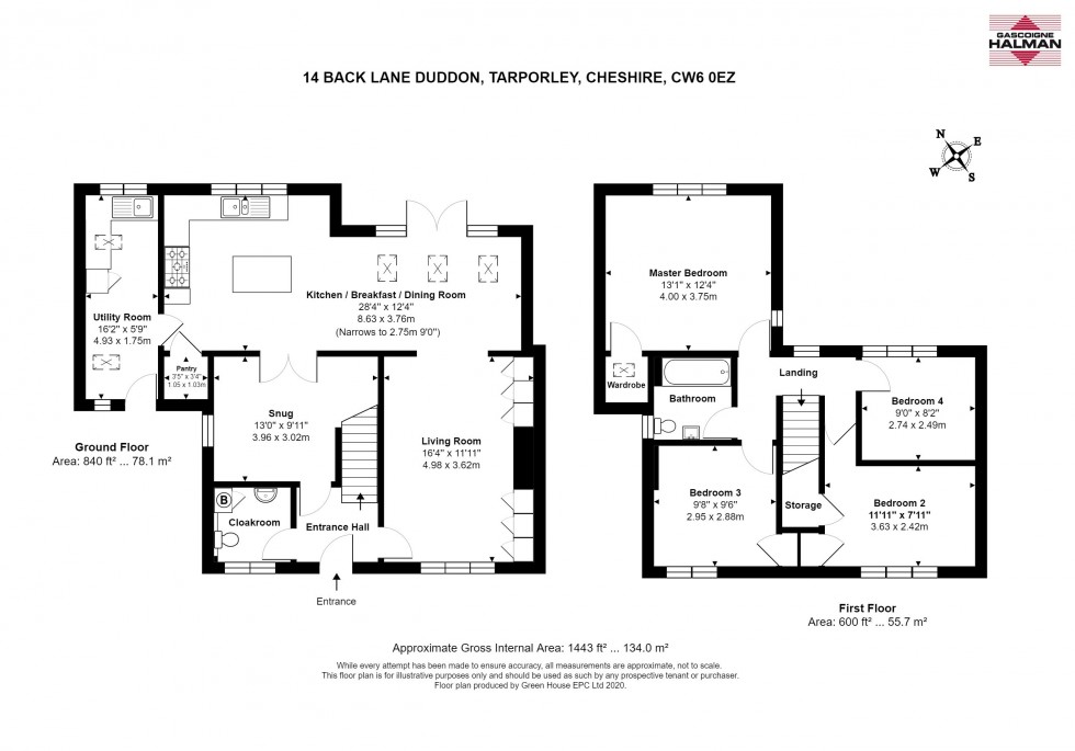 Floorplan for Back Lane, Duddon