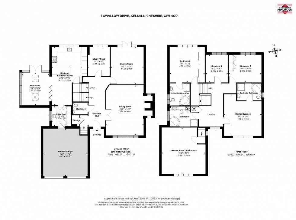 Floorplan for Swallow Drive, Kelsall