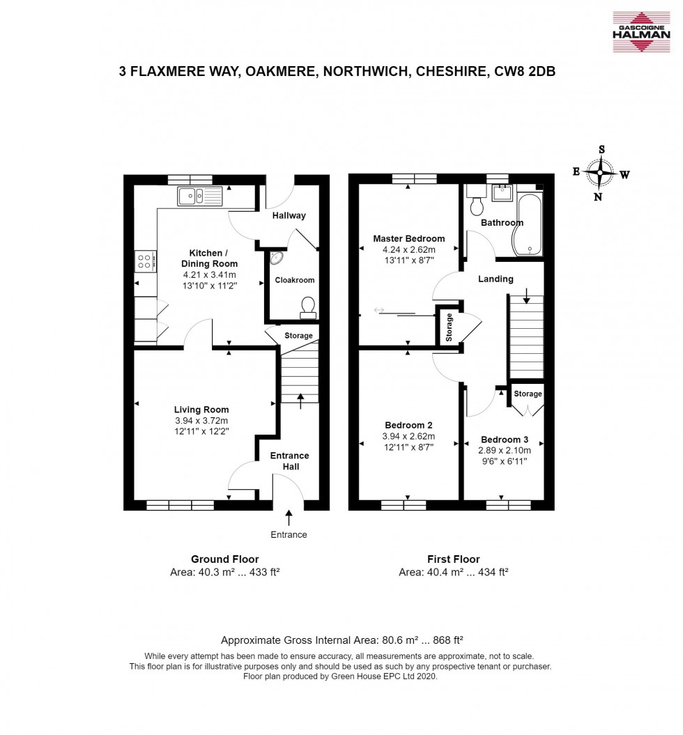 Floorplan for Flaxmere Way, Oakmere, Northwich