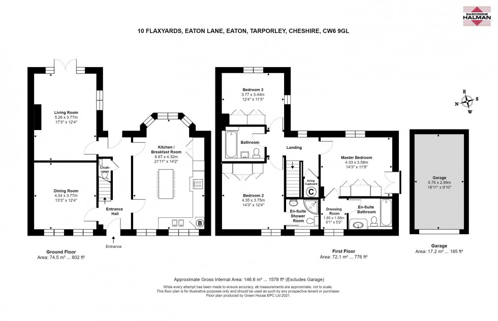 Floorplan for Flaxyards, Eaton Lane, Eaton, Tarporley