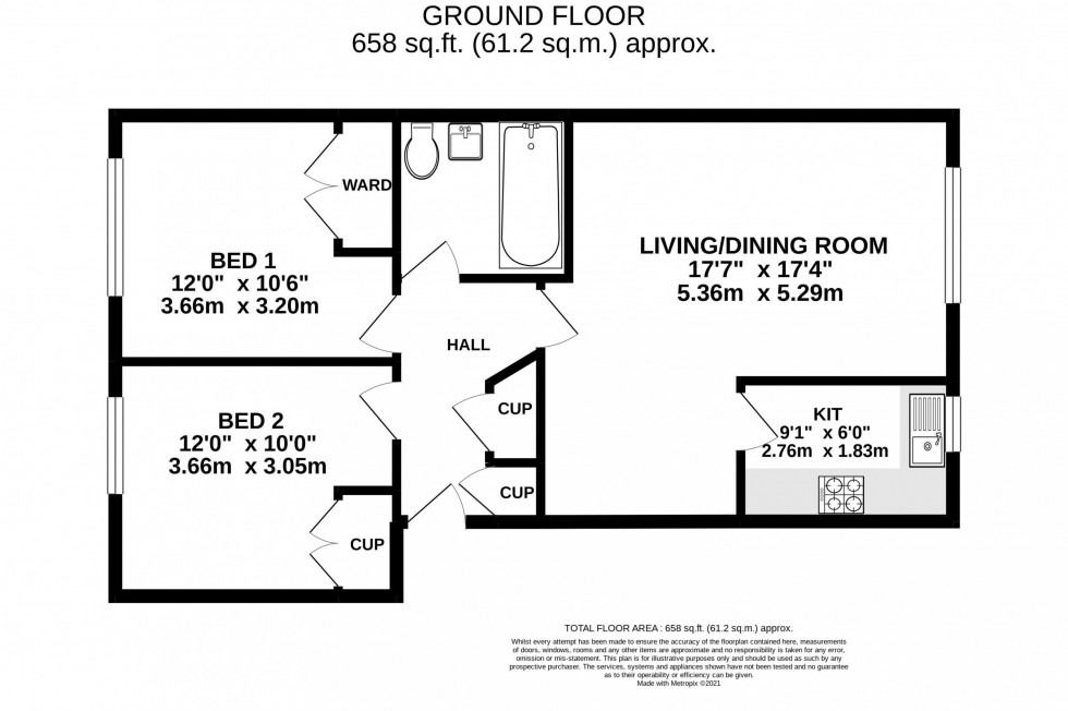 Floorplan for 1st floor apt, Fieldways, Star Lane, Lymm