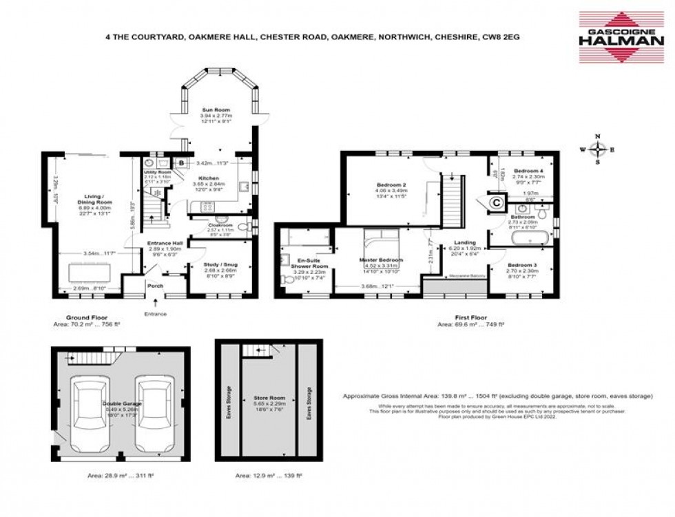 Floorplan for The Courtyard/Oakmere Hall, Chester Road, Oakmere, Northwich