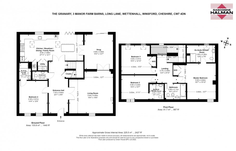 Floorplan for Manor Farm Barns, Long Lane, Wettenhall, Winsford