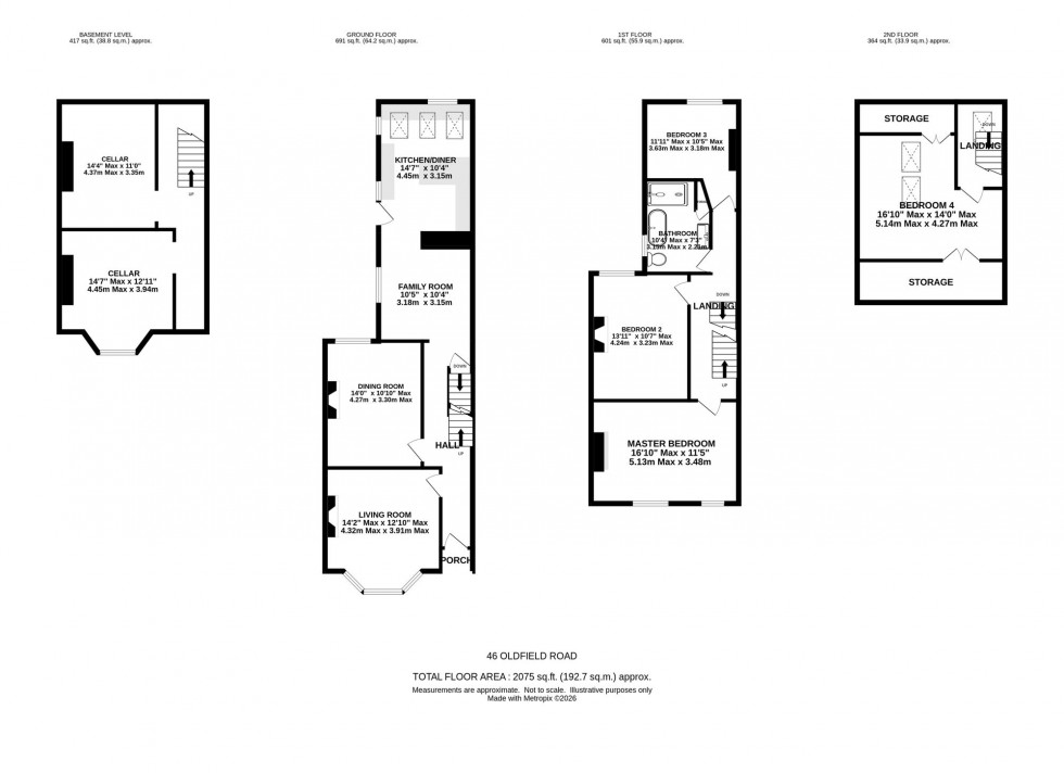 Floorplan for Oldfield Road, Altrincham, WA14
