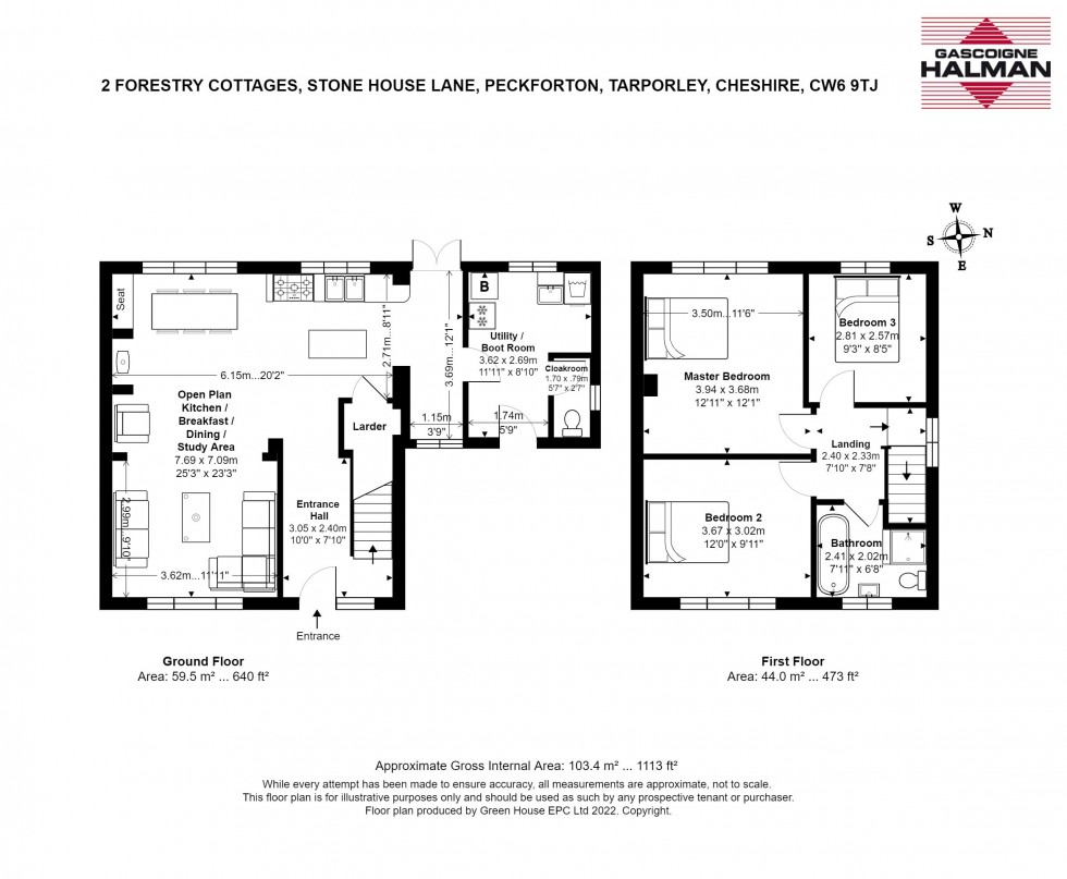 Floorplan for Forestry Cottages, Stone House Lane, Peckforton, Tarporley