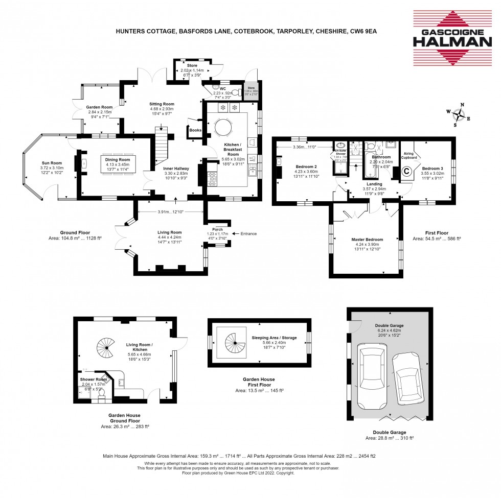 Floorplan for House, double garage and annexe surrounded by fields on Basfords Lane