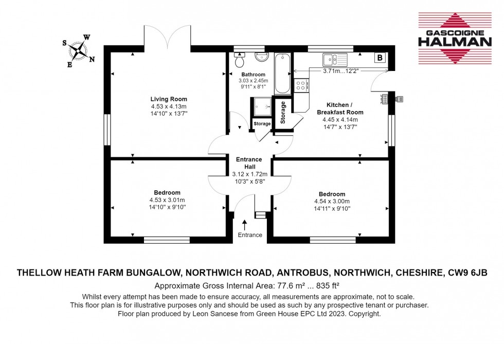Floorplan for Northwich Road, Antrobus