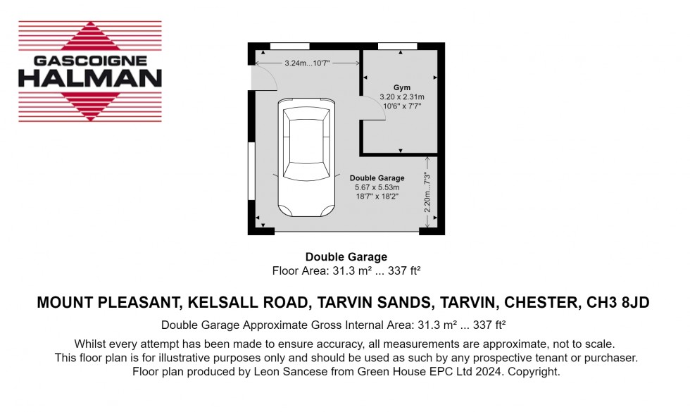 Floorplan for Kelsall Road, Tarvin Sands, Chester