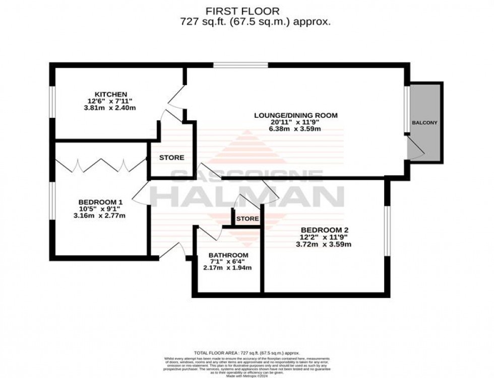 Floorplan for Sandringham Court, Maple Road West, Manchester