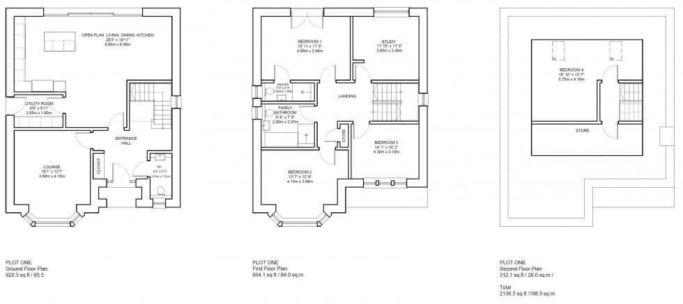 Floorplan for Plot 1, Charles Place, Dickens Lane, Poynton