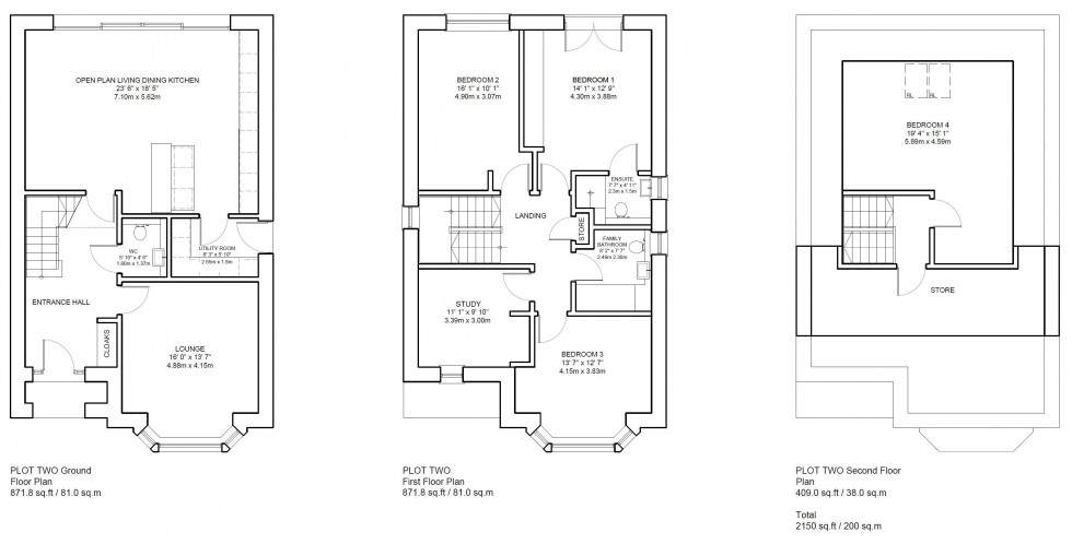 Floorplan for Plot 2, Charles Place, Dickens Lane, Poynton