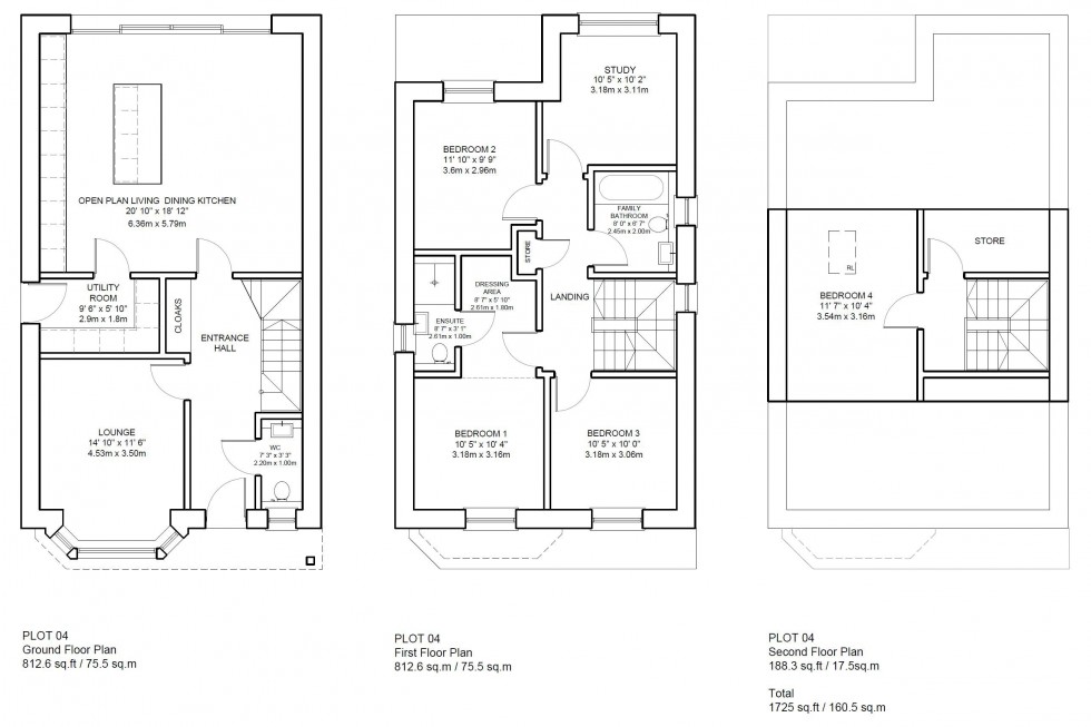Floorplan for Plot 4, Charles Place, Dickens Lane, Poynton