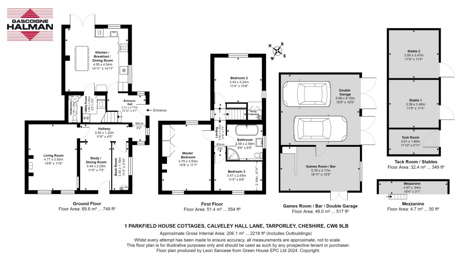 Floorplan for Parkfield House Cottages, Calveley Hall Lane, Calveley, Tarporley