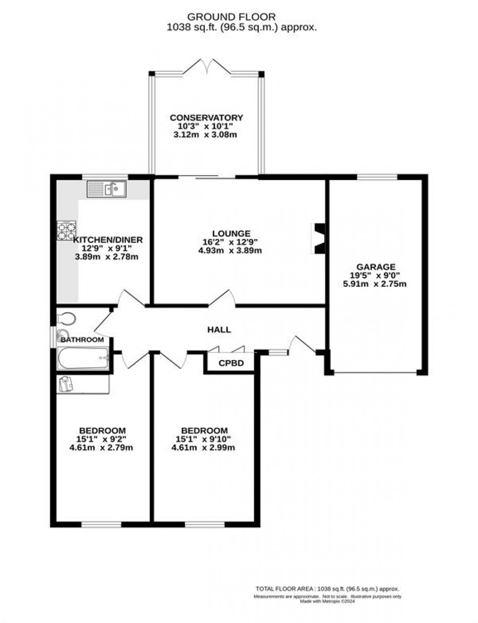 Floorplan for Beaumont Drive, Dove Holes, Buxton