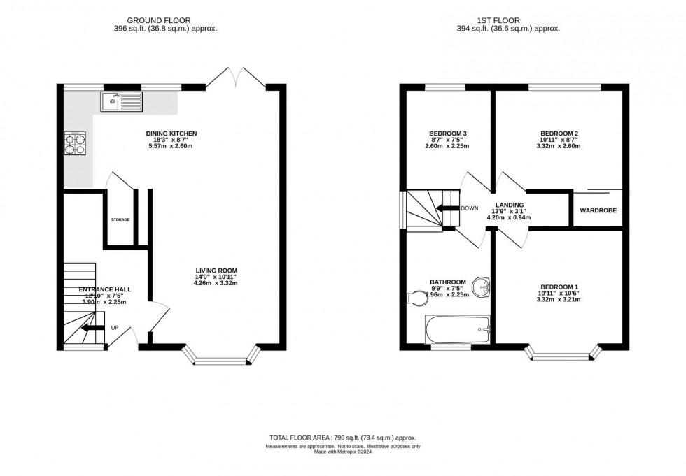 Floorplan for Roundwood Road, Northenden