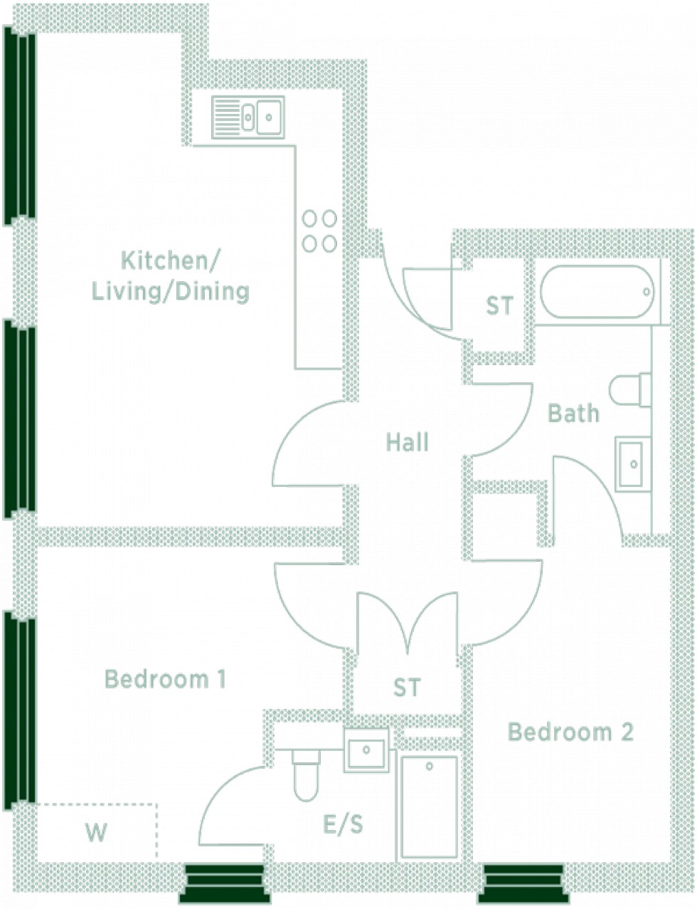 Floorplan for Apt 3, The Engine House Apartments, Altrincham