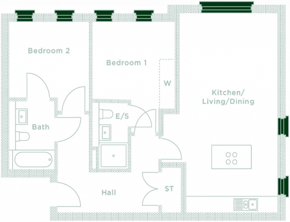 Floorplan for Apt 1, The Engine House Apartments, Altrincham