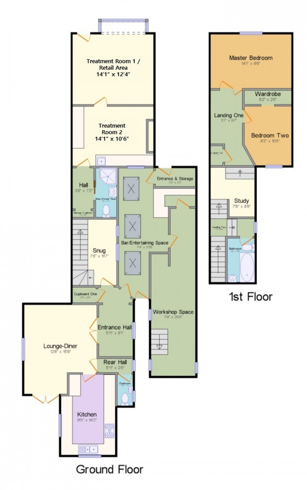 Floorplan for Two bedroom semi-detached with large annex