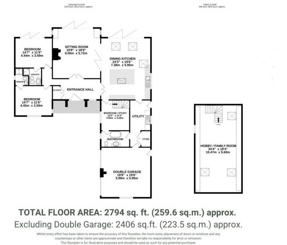 Floorplan for The Oaks - gated bespoke 2400 square feet home in in Sandiway
