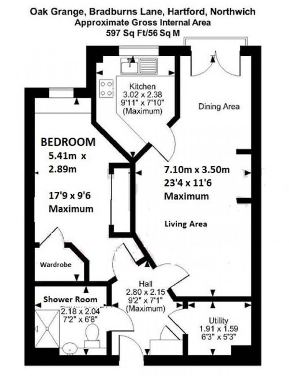 Floorplan for Oak Grange, Bradburns Lane, Hartford