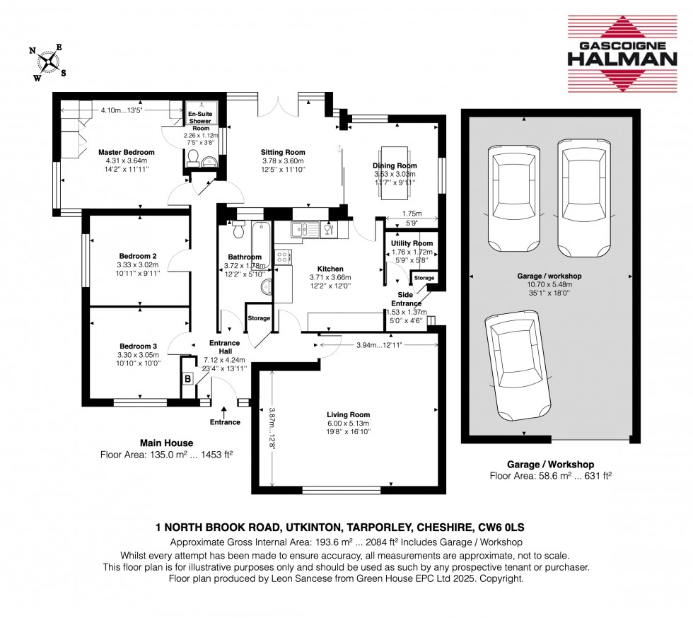Floorplan for Outstanding views and large bungalow in North Brook Road, Utkinton